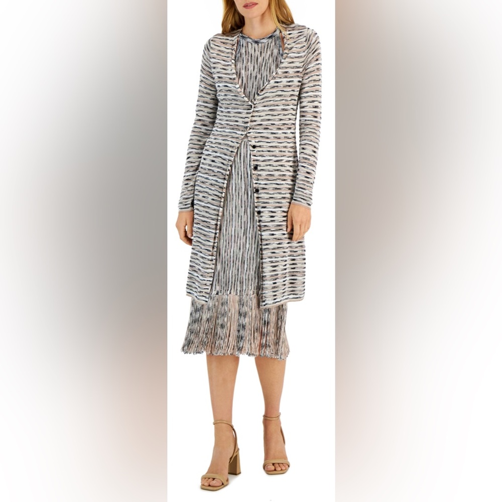 INC International Concepts Space Dye Duster Cardigan, Neutral Knit, sz S